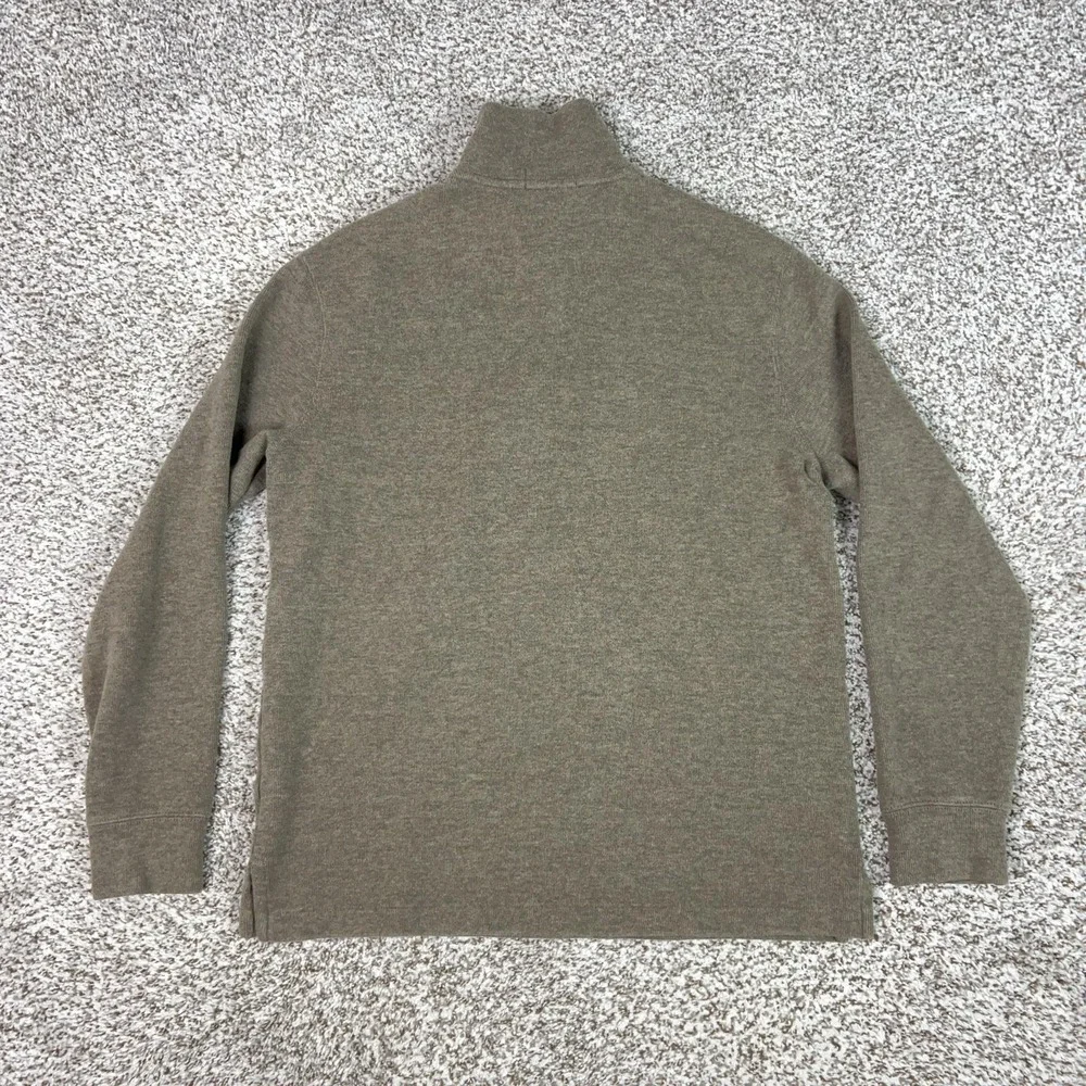 Polo Ralph Lauren Sweater Mens Medium Brown Cotton Quarter Zip Mock Neck Pony